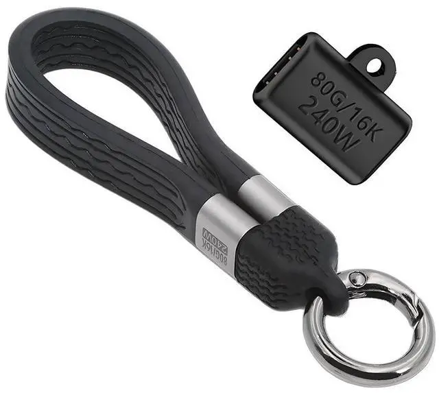 Main image of Short USB5.0 80Gbps Flat Slim FPC Cable 240W 16K@30hz 8K 60Hz 5K & Female Extender Lanyard Strap Chain Compatible with 40Gbps USB4.0 Thunderbolt3/4/5 Black 13cm