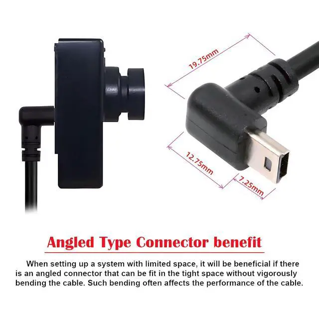 Alt view image 3 of 7 - Mini USB2.0 Type-B 5Pin Male Down Angled 90 Degree Connector to USB 2.0 Male Type-A Power Data Cable 150cm for Camera GPS MP3 MP4