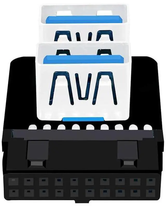 Main image of USB3.0 Motherboard 19/20pin Box Header Slot to 10Gbps Dual USB 3.0 Type-A Adapter Forward Angled Vertical Type