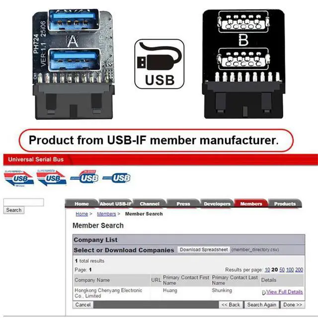 Alt view image 7 of 7 - USB3.0 Motherboard 19/20pin Box Header Slot to 10Gbps Dual USB 3.0 Type-A Adapter Forward Angled Vertical Type