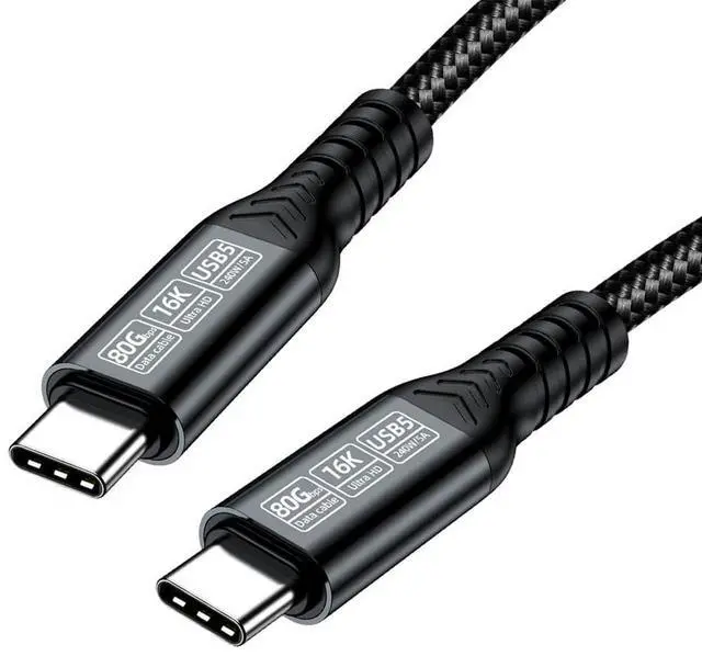 Main image of 240W USB5.0 80Gbps USB-C Male to Male Cable Compatible with USB4.0 Thunderbolt3/4/5 6K@30hz 8K@60Hz 5K@60Hz 200CM