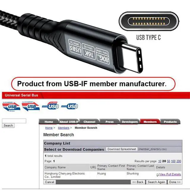 Alt view image 4 of 6 - 240W USB5.0 80Gbps USB-C Male to Male Cable Compatible with USB4.0 Thunderbolt3/4/5 6K@30hz 8K@60Hz 5K@60Hz 200CM