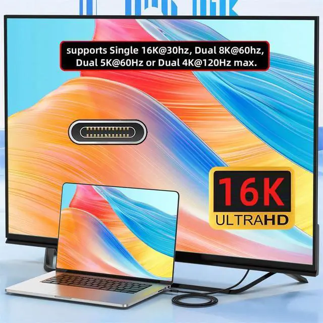 Alt view image 5 of 6 - 240W USB5.0 80Gbps USB-C Male to Male Cable Compatible with USB4.0 Thunderbolt3/4/5 6K@30hz 8K@60Hz 5K@60Hz 200CM