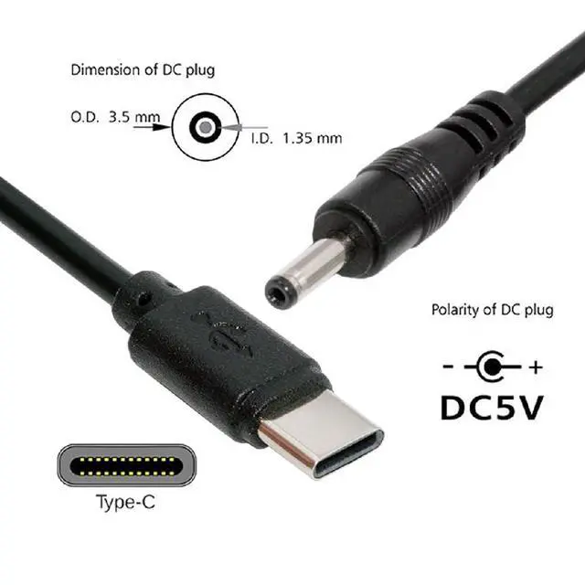 Alt view image 4 of 7 - USB-C 5.1K Resistor Type C Input to 5V DC 3.5 * 1.3mm Output Power Charge Cable 100cm for DC5V Desk Lamp Fan Camera