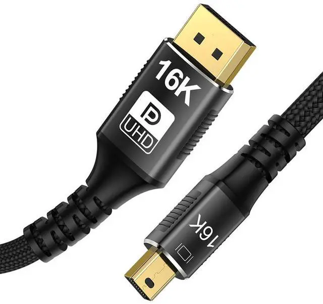 Main image of 16K Displayport Cable,Displayport 2.1 to Mini Displayport Gold Plating Cable Support 16K@30Hz,8K@120Hz,4K@240Hz 40/80Gbps for 4090,7900 Graphics/PC/TV/Monitor 6.56FT/2.0M