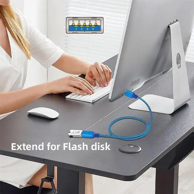 Alt view image 7 of 7 - USB 3.0 Type-A Male to USB3.0 A Female Cable Extension Blue Sleeve 5Gbps for Disk SSD Camera Data 30cm