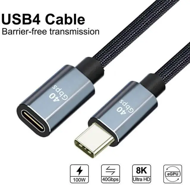 Alt view image 6 of 7 - USB4 Extension Cable Male to Female 40Gbps with 100W Charging and 8K@60Hz Compatible with Thunderbolt3/4