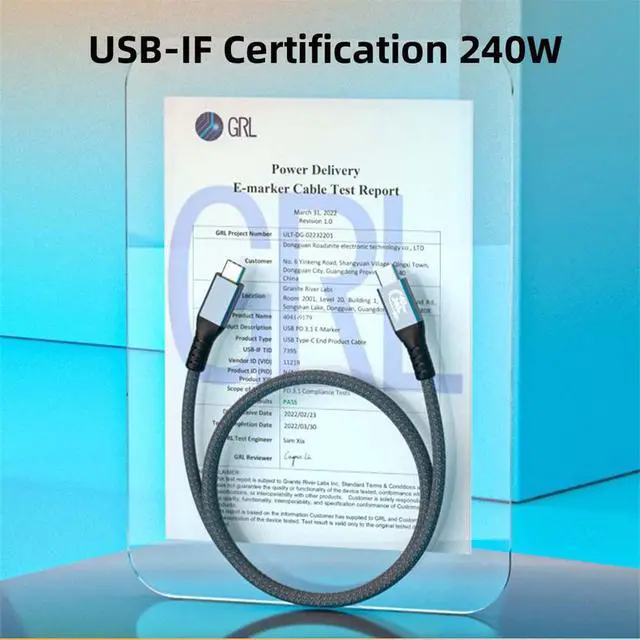 Alt view image 4 of 7 - USB-IF Certification 240W USB4 Cable 40Gbps Compatible with 100W Charging and 8K@60Hz 5K