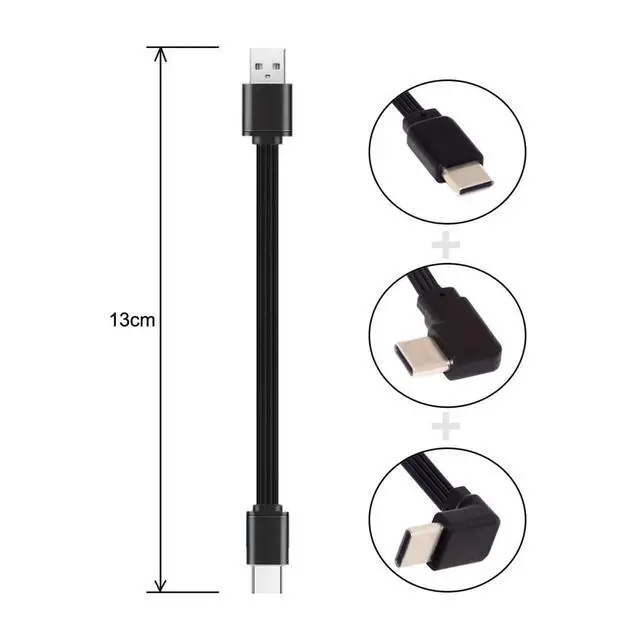 Alt view image 3 of 7 - 3pcs/lot 13cm USB 2.0 Type-A Male to USB-C Type-C Male Angled Data Flat Slim FPC Cable for FPV & Disk & Phone