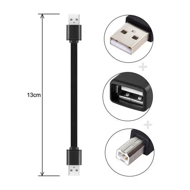 Alt view image 2 of 7 - 3pcs/lot 13cm USB 2.0 Type-A to Type-B Type-A Female Extension Male Data Flat Slim Cable for Printer Disk & Phone