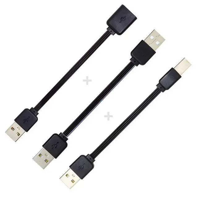 Alt view image 4 of 7 - 3pcs/lot 13cm USB 2.0 Type-A to Type-B Type-A Female Extension Male Data Flat Slim Cable for Printer Disk & Phone