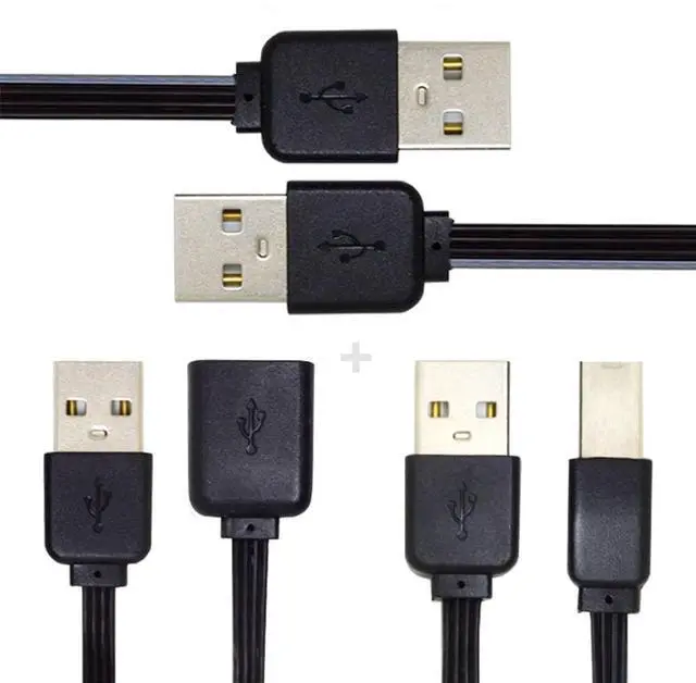 Alt view image 6 of 7 - 3pcs/lot 13cm USB 2.0 Type-A to Type-B Type-A Female Extension Male Data Flat Slim Cable for Printer Disk & Phone