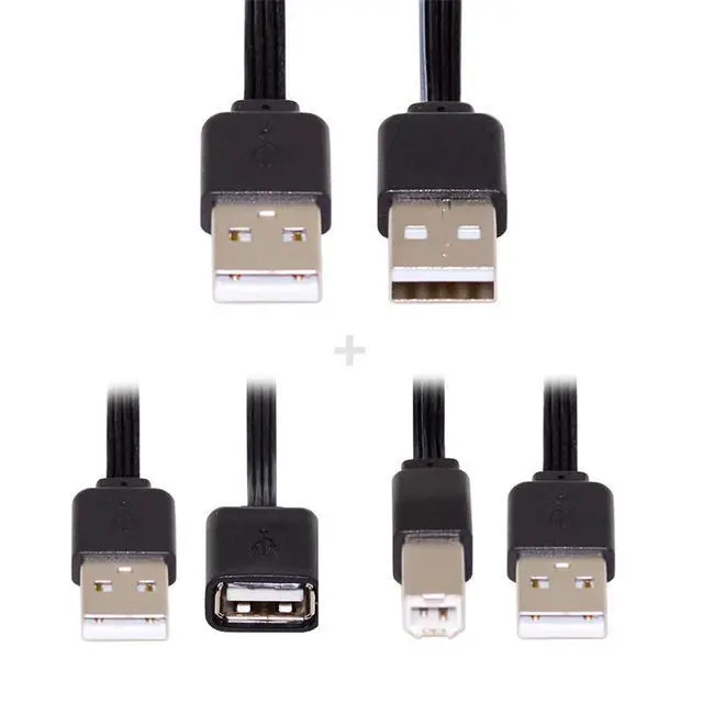 Alt view image 7 of 7 - 3pcs/lot 13cm USB 2.0 Type-A to Type-B Type-A Female Extension Male Data Flat Slim Cable for Printer Disk & Phone