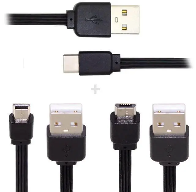 Main image of 3pcs/lot 13cm USB 2.0 Type-A to Mini Micro USB Type-C Male Data Flat Slim FPC Cable for FPV & Disk & Phone