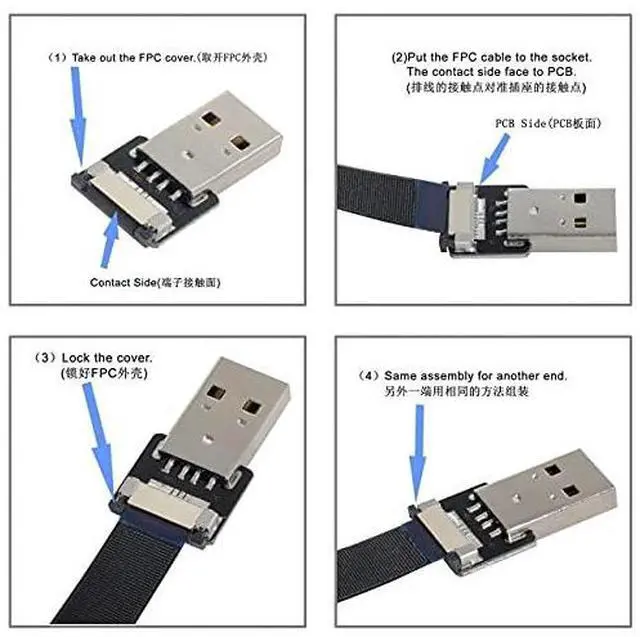 Alt view image 4 of 6 - USB 2.0 Type-A Male to Type-A Male Data Flat Slim FPC Cable for FPV & Disk & Scanner & Printer 50CM