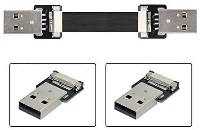 Alt view image 3 of 6 - USB 2.0 Type-A Male to Type-A Male Data Flat Slim FPC Cable for FPV & Disk & Scanner & Printer 50CM