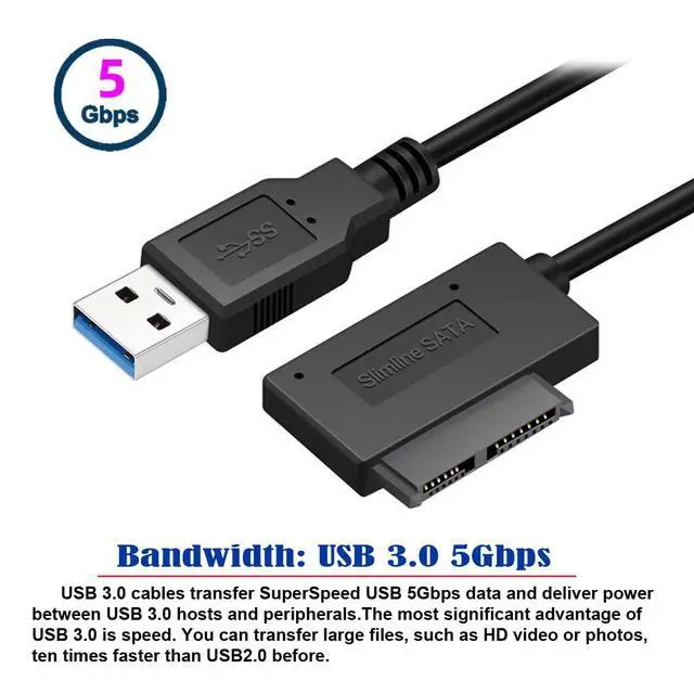Alt view image 5 of 7 - USB 3.0 to 7+6 13pin Slimline Sata Adapter Cable for Laptop Cd DVD ROM Optical Drive