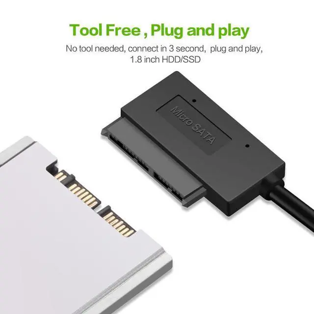 Alt view image 3 of 7 - USB 3.0 to Micro SATA 7+9 16 Pin 1.8" 90 Degree Angled Hard Disk Driver SSD Adapter Cable 10cm