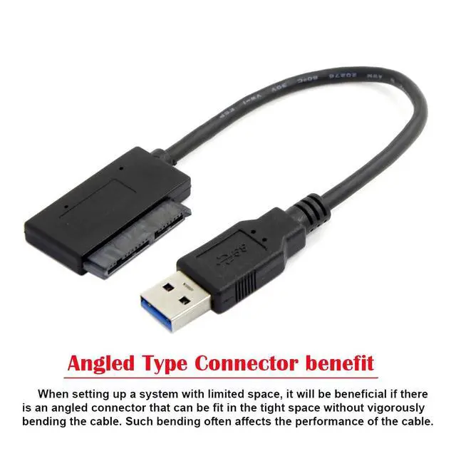 Alt view image 7 of 7 - USB 3.0 to Micro SATA 7+9 16 Pin 1.8" 90 Degree Angled Hard Disk Driver SSD Adapter Cable 10cm