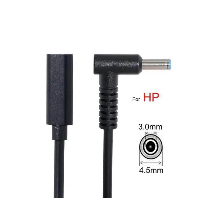 Alt view image 2 of 7 - Type C USB-C Female Input to DC 4.5x3.0mm Power PD Charge Cable fit for HP Laptop 18-20V