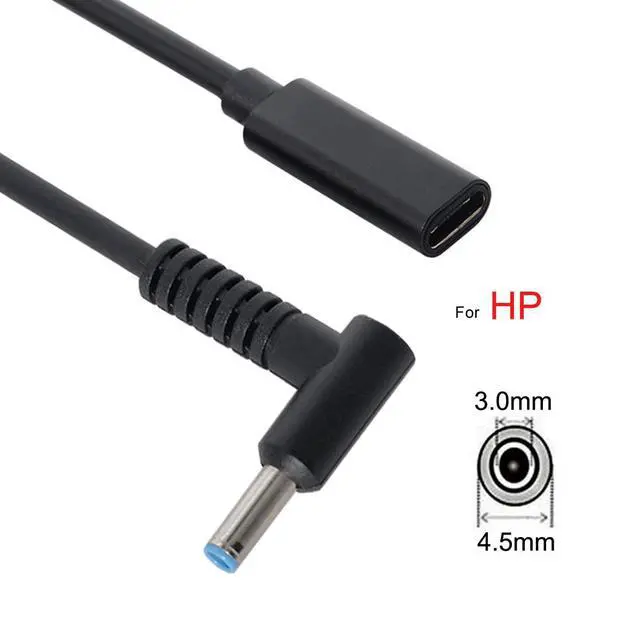 Alt view image 6 of 7 - Type C USB-C Female Input to DC 4.5x3.0mm Power PD Charge Cable fit for HP Laptop 18-20V
