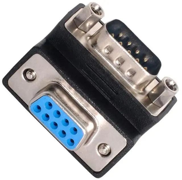 Main image of 90 Degree Down Angled DB9P Male to Female D-Sub RS232 9Pin Extension Adapter