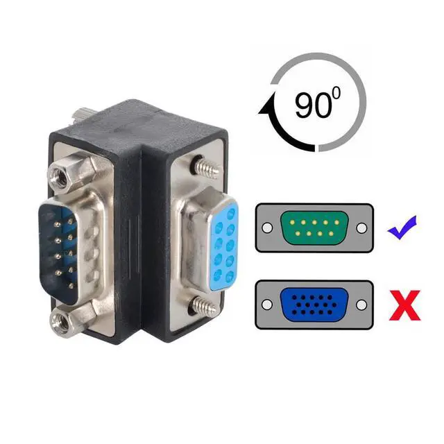 Alt view image 5 of 7 - 90 Degree Down Angled DB9P Male to Female D-Sub RS232 9Pin Extension Adapter