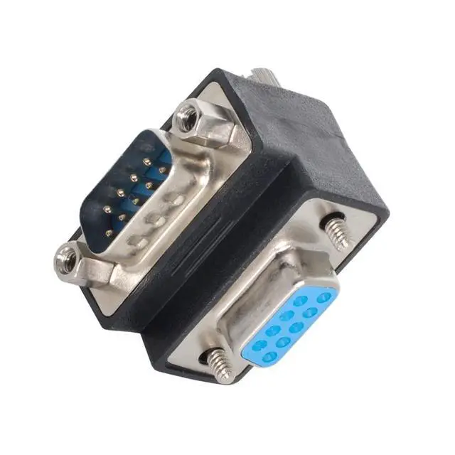 Alt view image 7 of 7 - 90 Degree Down Angled DB9P Male to Female D-Sub RS232 9Pin Extension Adapter