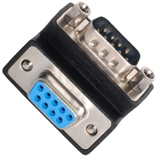 Main image of DB9P Male to Female D-Sub RS232 9Pin 90 Degree Up Angled Extension Adapter