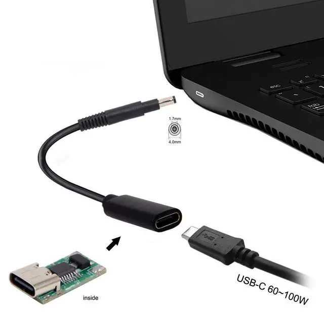 Alt view image 5 of 7 - Type C USB-C Female Input to DC 4.8x1.7mm Power PD Charge Cable 65W fit for Laptop 18-20V