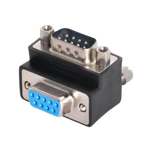Alt view image 7 of 7 - DB9P Male to Female D-Sub RS232 9Pin 90 Degree Up Angled Extension Adapter