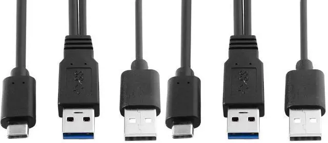 Main image of Type-C USB-C to USB 3.0 Male & USB 2.0 Dual Power Data Y Cable for Laptop & Hard Disk (Pack of 2)