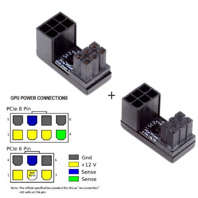 Alt view image 6 of 7 - ATX 6Pin Female to 6pin Male 180 Degree Angled Power Adapter for Desktops Graphics Card