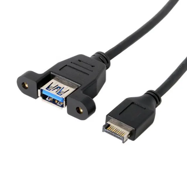 Alt view image 2 of 6 - USB 3.1 Front Panel Header to USB 3.0 Type-A Female Extension Cable 50cm Panel Mount Type