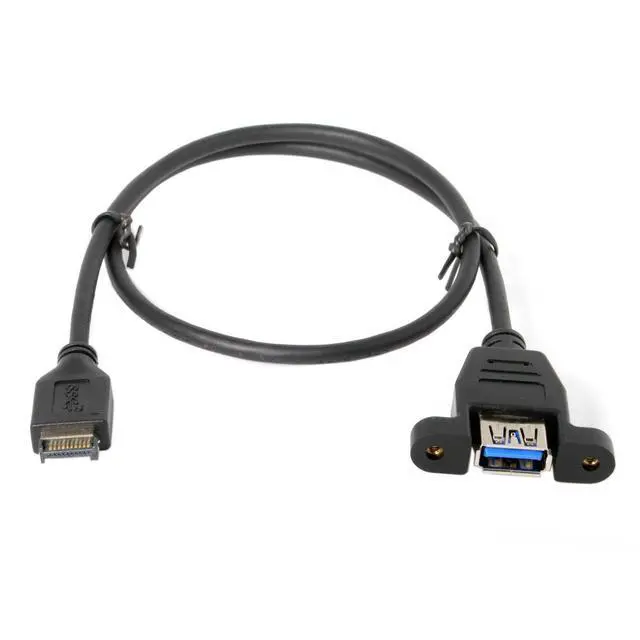 Alt view image 3 of 6 - USB 3.1 Front Panel Header to USB 3.0 Type-A Female Extension Cable 50cm Panel Mount Type