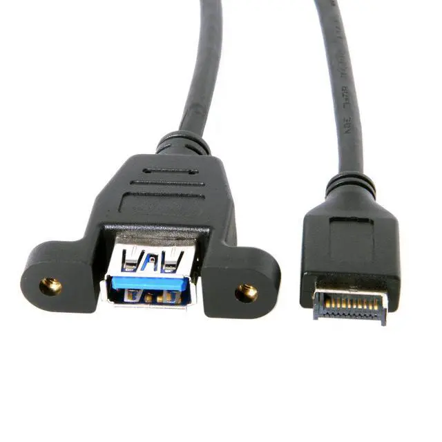 Alt view image 4 of 6 - USB 3.1 Front Panel Header to USB 3.0 Type-A Female Extension Cable 50cm Panel Mount Type
