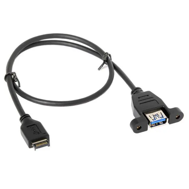 Alt view image 5 of 6 - USB 3.1 Front Panel Header to USB 3.0 Type-A Female Extension Cable 50cm Panel Mount Type