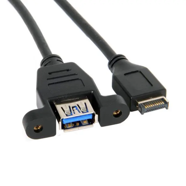 Alt view image 6 of 6 - USB 3.1 Front Panel Header to USB 3.0 Type-A Female Extension Cable 50cm Panel Mount Type