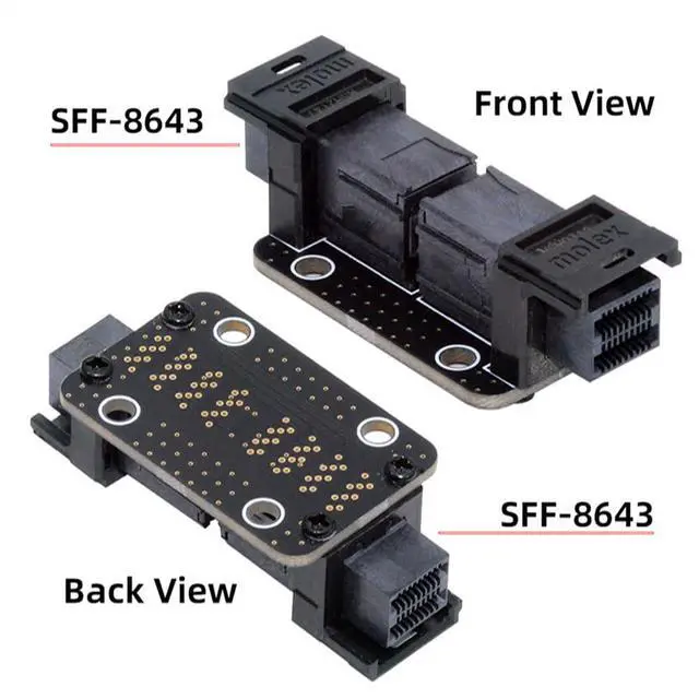 Alt view image 2 of 7 - Mini SAS HD PCI-Express 4.0 SFF-8643 Female to SFF-8643 Female PCBA Coupler Extender Adapter