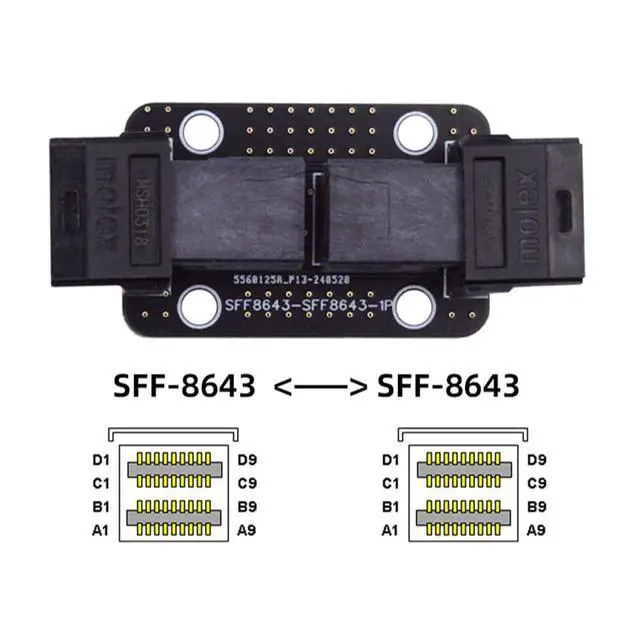 Alt view image 4 of 7 - Mini SAS HD PCI-Express 4.0 SFF-8643 Female to SFF-8643 Female PCBA Coupler Extender Adapter