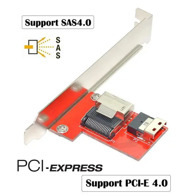 Alt view image 6 of 7 - PCI-Express 4.0 Slimline SAS SFF-8654 to Mini SAS SFF-8087 PCBA Female Adapter with Bracket