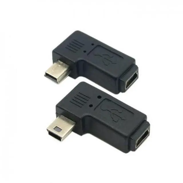 Alt view image 2 of 5 - 2pcs 90 Degree Left & Right Angled Mini USB 5 Pin Male to Female Extension Adapter