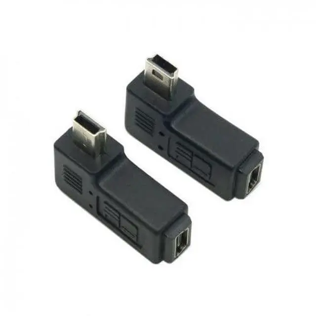 Alt view image 3 of 5 - 2pcs 90 Degree Left & Right Angled Mini USB 5 Pin Male to Female Extension Adapter
