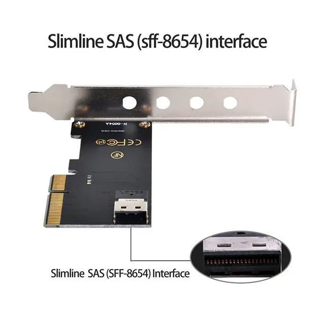 Alt view image 5 of 7 - PCI-E 4X to U.2 U2 Kit SFF-8639 to SFF-8654 Slimline SAS NVME PCIe SSD Adapter for Mainboard