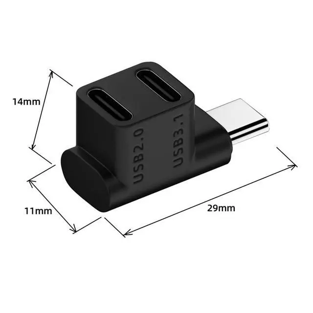Alt view image 6 of 7 - USB3.0 Type C Male 10Gbps to Dual Female Power Data Splitter Adapter Up Angled Compatible with Steam Deck Laptop