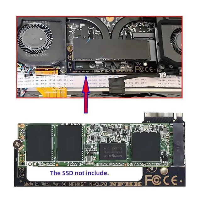 Alt view image 3 of 7 - 22x30mm M-Key NVME to Angled 22x80mm Extension SSD Upgrade Adapter Compatible with MSI CLAW8 AI+ CLAW7 Gaming