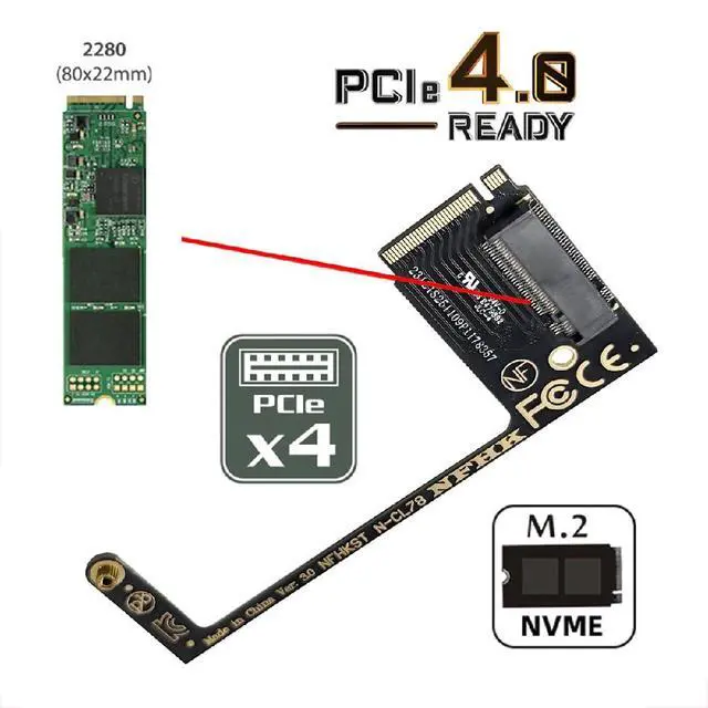 Alt view image 5 of 7 - 22x30mm M-Key NVME to Angled 22x80mm Extension SSD Upgrade Adapter Compatible with MSI CLAW8 AI+ CLAW7 Gaming