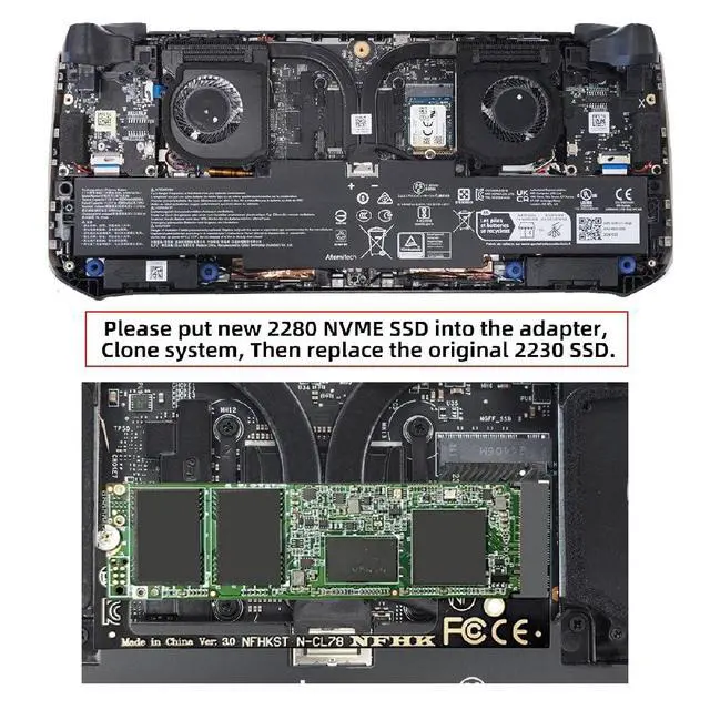 Alt view image 6 of 7 - 22x30mm M-Key NVME to Angled 22x80mm Extension SSD Upgrade Adapter Compatible with MSI CLAW8 AI+ CLAW7 Gaming