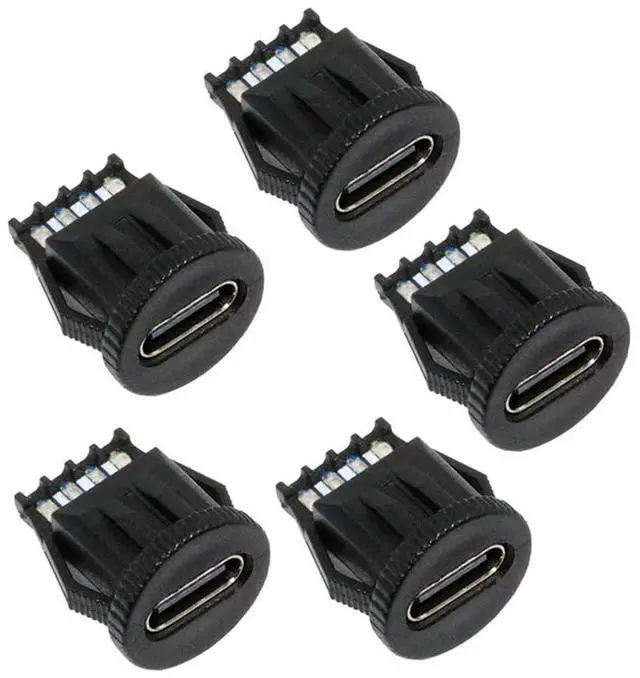 Main image of 5pcs/Set DC Power 5V/20V DIY OEM Type C Female Socket Connector to 6Pin PCBA Pinout PD IP67Round Latch Mount Type