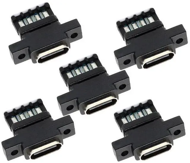 Main image of 5pcs/Set DC Power 5V/20V DIY OEM Type C Female Socket Connector to 6Pin PCBA Pinout PD IP67Vertical Scew Mount Type